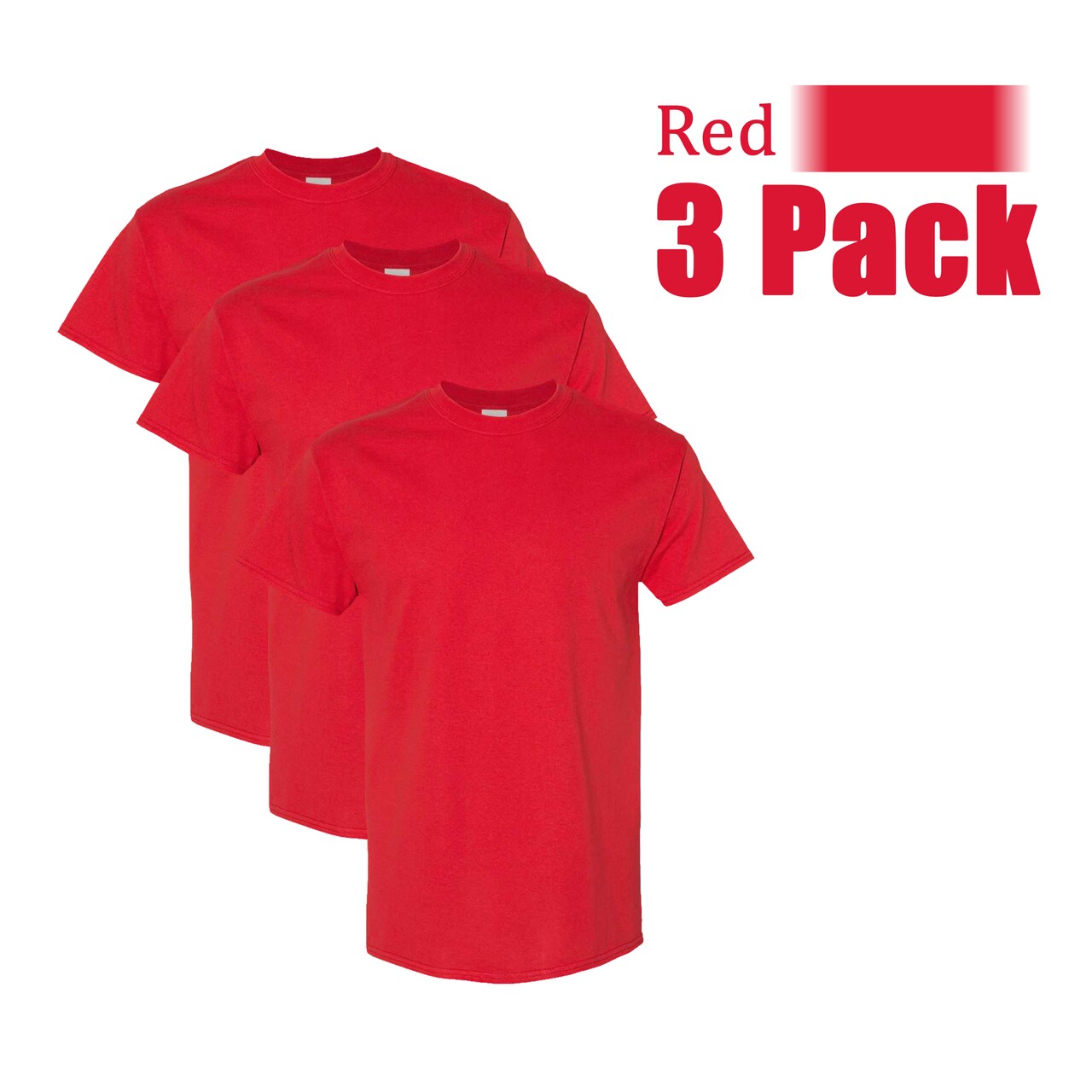 Gildan Unisex Craft-Ready Cotton T-Shirts, Red, Heavy Cotton, 3 Pack